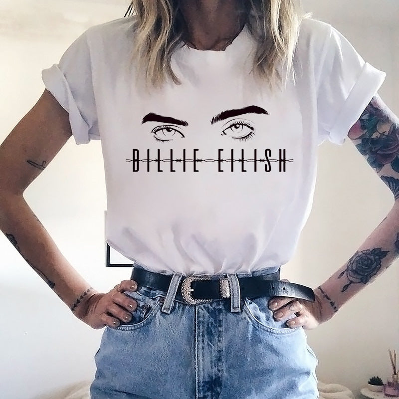 2024Plant Feather Print T-shirt Fashion Cartoon Plant Feather Print Women's Short Sleeve