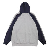 Men Hoodie Hooded Sweater Loose Casual Contrast Color Stitching