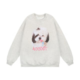 Men Hoodie Loose Sweater Men's Hip Hop Animal Dog Printed round Neck Long Sleeve Pullover