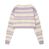 Women Sweater Knitted Cardigan Hanging Color Matching Cropped Sweater Coat