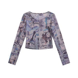 Women Sun Protection Shirt Digital Printed, Female Summer Low Collar Long Sleeves Sun Protection Clothing