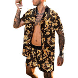 Men Shirt Summer Hip Hop Shorts Shirt Men Casual Suit