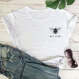 Cute Bee Kind Pocket Print T-shirt Funny Women Inspirationa
