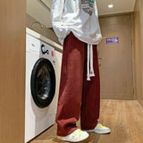 Men Sweatpants Spring and Autumn Straight Loose Letter Flocking Draping Mop