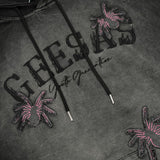 Men Hoodie Spider Letter Embroidered Washed Distressed Hooded Sweater