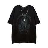 Men's T Shirt Fashion Brand Printing Suede Short-Sleeved T-shirt Men's and Women's Hiphop