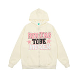 Men Hoodie Letter Printed Cardigan Sweater Casual Long Sleeve Spring and Autumn Top Vibe Loose Hooded Coat