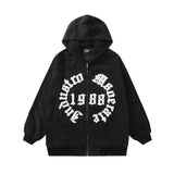 Men Hoodie Embroidered Letters Cardigan Hoodie