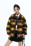 Unisex Jacket Autumn Retro Contrast Color Plaid Coat Women's Clothing
