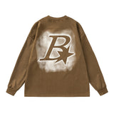 Men Hoodie Inkjet Letters Printed Crew Neck Sweatshirt