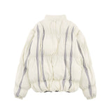 Men Cotton Mixed Jacket Coat Stitching Contrast Color Striped Bread Coat Men's Winter Cotton Dress Loose Zip Coat