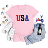 National Flag Day T Shirts Summer Women's Short Sleeve T-shirt Independence Day round Neck