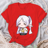 Frieren Graphic Print T-Shirt Women Casual Round