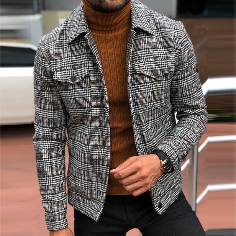Men Jack Slim Fit Casual Autumn Plaid Men's Coat