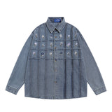 Men Denim Jacket Denim Shirt Men's Spring and Autumn Loose Casual Long Sleeves