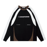 Men Hoodie round Neck Base Sweater Stitching Contrast Color American Motorcycle Racing Suit