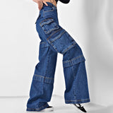 Women Cargo Pants Jeans Women's Spring and Autumn Straight-Leg Pants Loose Casual Pants