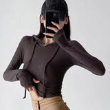Women T-Shirt Autumn Pullover Hooded Slim Fit T-shirt