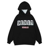 Men Hoodie Turtleneck Hooded Sweater Men's Paste Cloth Embroidery Letter Pullover