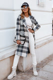 Plaid Trench Coat Fashion Plaid Woolen Coat Overcoat Women