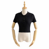 Women T-Shirt Knitwear Women's Spring Knitted Short Sleeve Polo Collar