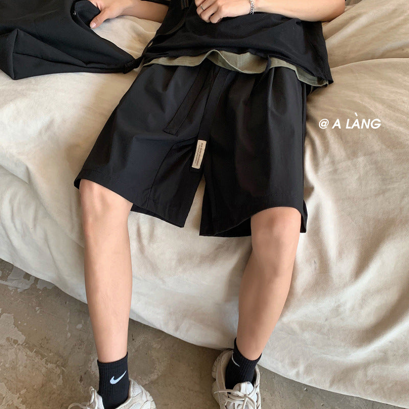 Men Sweatpants Summer Hong Kong Style Shorts Trendy Men's Loose Casual Pants