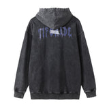 Men Hoodie Print Hooded Pullover Male Loose Wash Distressed