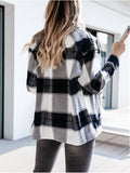 Plaid Trench Coat Autumn and Winter Long Sleeve Plaid Shirt Coat