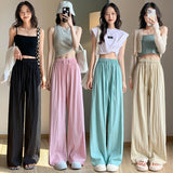 Palazzo Pants Women's Wide-Leg Pants Summer High Waist Casual Cotton and Linen