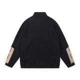 Men Hoodie Sports Stand Collar Cardigan Sweater Casual Loose Stitching Contrast Color Long Sleeves Half Turtleneck Coat