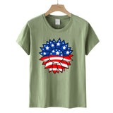 Women's Independence Day T Shirt T-shirt Women's Short-Sleeved Shirt Sunflower Print