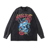 Men Long Sleeve Shirt Vintage Vintage Distressed Bottoming Long Sleeve T-shirt Men and Women Couple