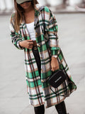 Plaid Trench Coat Mid-Length Shirt plus Size Coat for Women