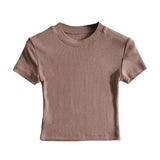 Women Cotton T Shirt Summer round Neck Short Sleeves