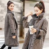 Plaid Trench Coat Mid-Length Fur Woolen Coat Women's Clothing
