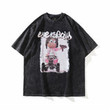 Men T Shirt Vintage Boy Print Short Sleeve T-shirt Men and Women Hip Hop Loose
