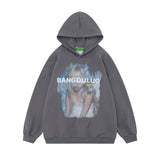 Men Hoodie Fuzzy Figure Oil Painting Printed Hoodie