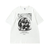 Men T Shirt Vintage Print Short Sleeves T-shirt Men and Women Street Hip Hop