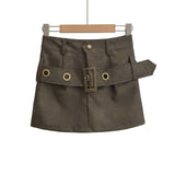 Women Skirt Tooling Style Skirt Short Leather Skirt