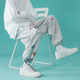 Men Sweatpants Graffiti Pants Men's Korean-Style Trendy Loose Straight Casual Pants