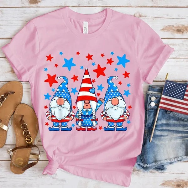 Women's Independence Day T Shirt round Neck Short Sleeve T-shirt Women's Top