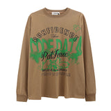 Men Long Sleeve Shirt Letter Graffiti Long Sleeve Bottoming T-shirt Men and Women Hip Hop