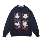Men Hoodie Cartoon Mickey Mouse Printed Crew Neck Sweatshirt