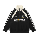 Men Hoodie Mixed Color Stripe Raglan Sleeve Stand Collar Sweater