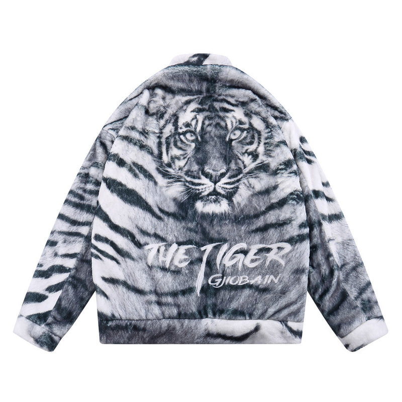 Men Cotton Mixed Jacket Coat Printed Plush Cotton Coat Jacket Loose Cotton Coat Winter Warm