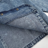Men Denim Jacket Washed Do the Old Cowboy Coat Men's Ins Embroidered Lapel Shirt Jacket