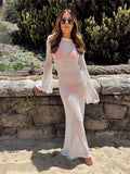 Women Sweater Dress Knitted Polo Long Skirt Sun Protection Dress Women