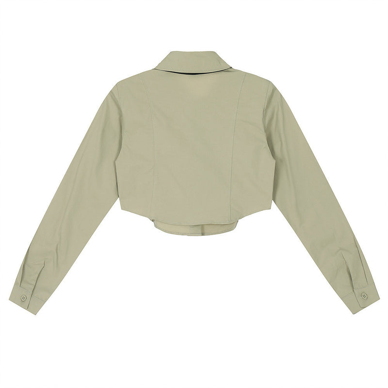 Women Long Sleeve Shirt Women's Short Shirt Spring and Autumn Long Sleeve Shirt