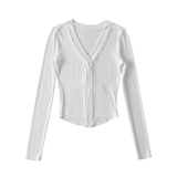 Women T-Shirt Long Sleeve Bottoming Shirt Women Fall Slim Fit V-neck Slimming T-shirt