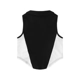 Women Vest Polo Collar Lace Color Block Vest Women's Summer Sleeveless Top